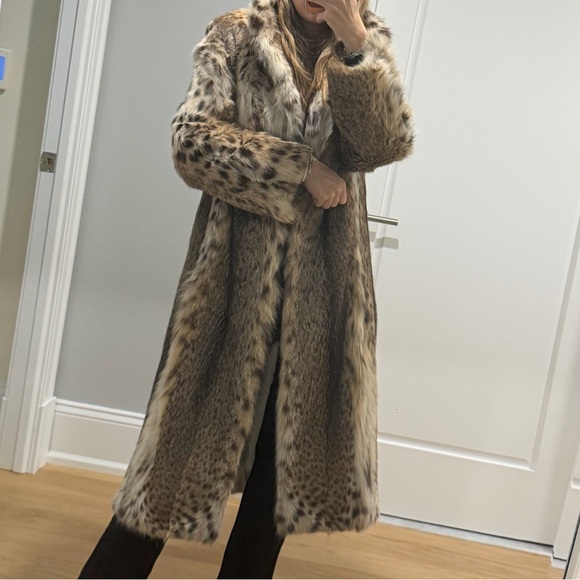 RARE Long Lynx Fur Leopard Print Coat - Picture 2 of 8